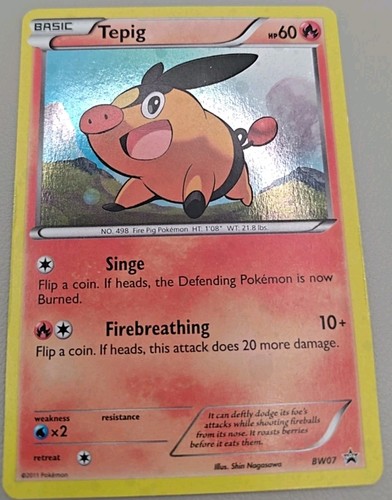 Tepig BW07 Black Star Promo Cosmos Holo Swirl Pokemon TCG - MP