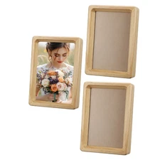 3pcs 4 x 6" Wood Mini Photo Frames Wooden Finish Picture Frame, Wood Color