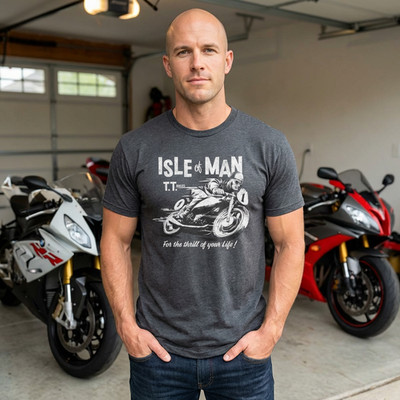 Motorcycle Racing Isle of Man TT Lover Premium Cotton Tee S to 5XL