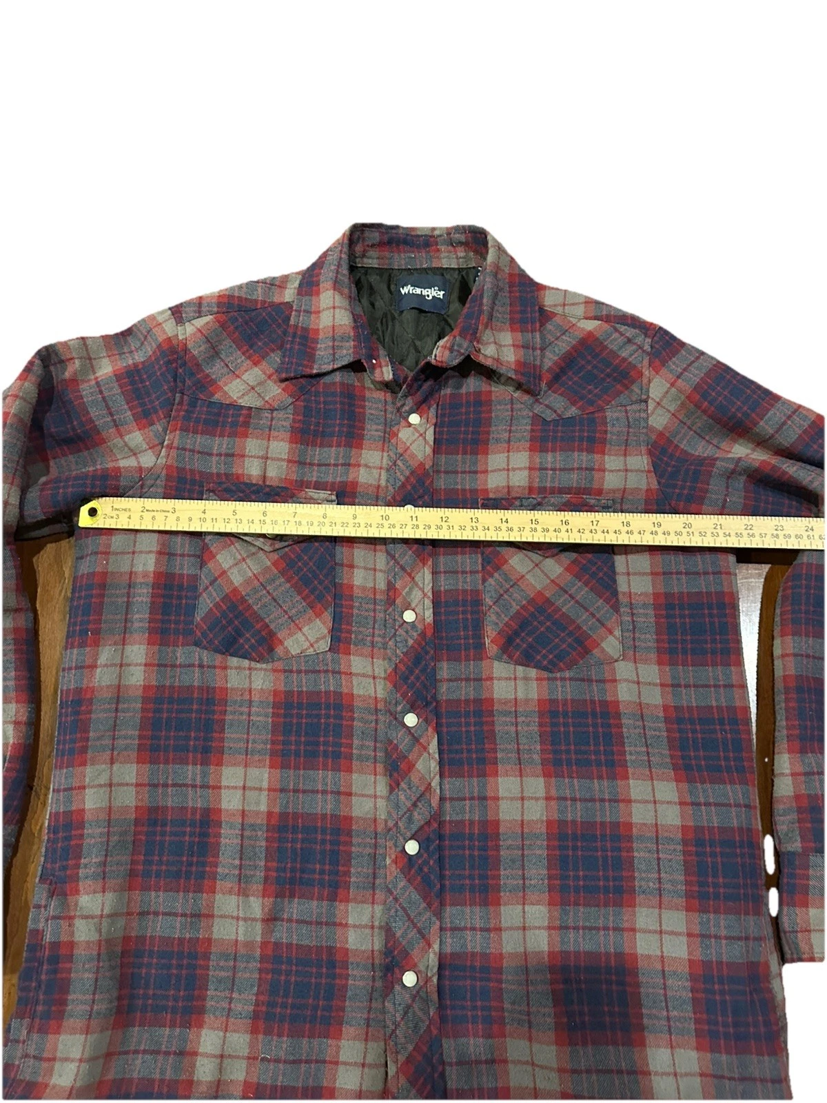 Wrangler Pearl Button Up Insulated Flannel Jacket Men’s Med Blue Red Plaid