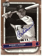 Bobby Doerr Signed Autographed Baseball Card 2005 UD Classics Red Sox GX19563