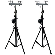 Two 2 xTRUSS 14FT LIGHTING CRANK STANDS 220 LB  UNIVERSAL T ADAPTER DJ PA CLUB