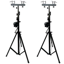 Two (2)xTRUSS 14FT LIGHTING CRANK STANDS 220 LB & UNIVERSAL T ADAPTER DJ PA CLUB