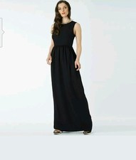 TED BAKER Black Crystal Beaded EVERLAS Formal Maxi Dress Sz 2 = US 6 NEW $450