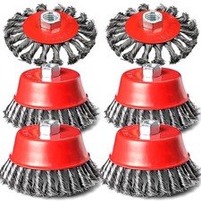 4 Inch Wire Wheel Brush Set for Grinder, 6 Pack Wire Wheels for 4 1/2 Angle Grin