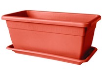 IDEL FIORIERA DUCALE VASO CASSETTA IN PLASTICA DA GIARDINO TERRACOTTA + SOTTOVAS