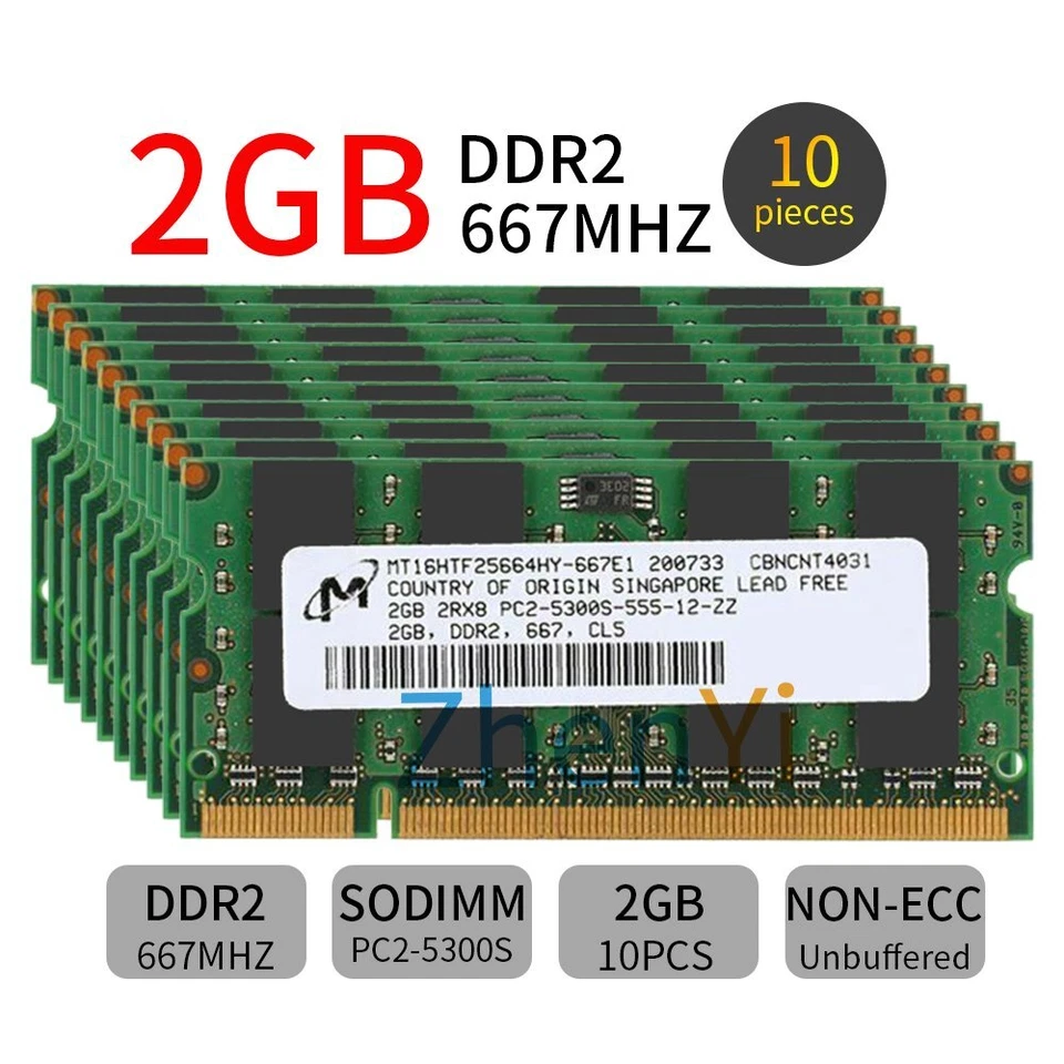 Micron 16GB 8GB 4GB 2GB DDR2 667MHz PC2-5300S 200Pin SODIMM Laptop Memory LOT AB - Image 2 of 4