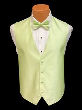 Men's Honeydew Green Tuxedo Vest  Bow Tie Adjustable Fullback Small S