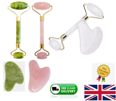 THE ISMA Jade Roller Face Massage Beauty Tool Facial Eye Neck Body Anti Ageing Therapy UK