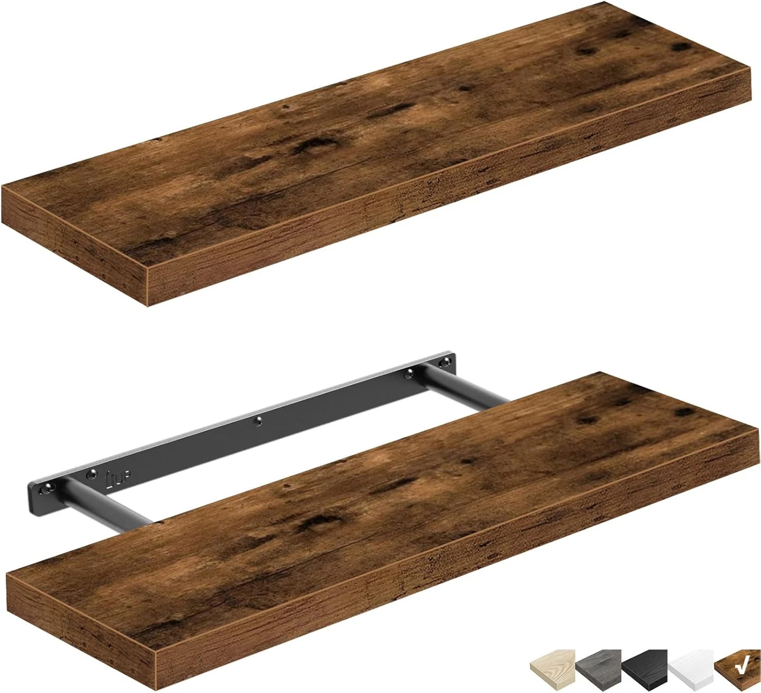Rustic Floating Shelves Set of 2 for Farmhouse Bathroom, Bedroom, Kitchen