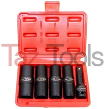 5 pc 1/2" Dr Flip Lug Nut Impact Socket Back and Front Metric/Sae Thin Wall Tool