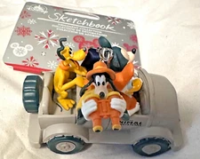 BNWT Disney Animal Kingdom Safari Mickey Donald Goofy Pluto Sketchbook Ornament
