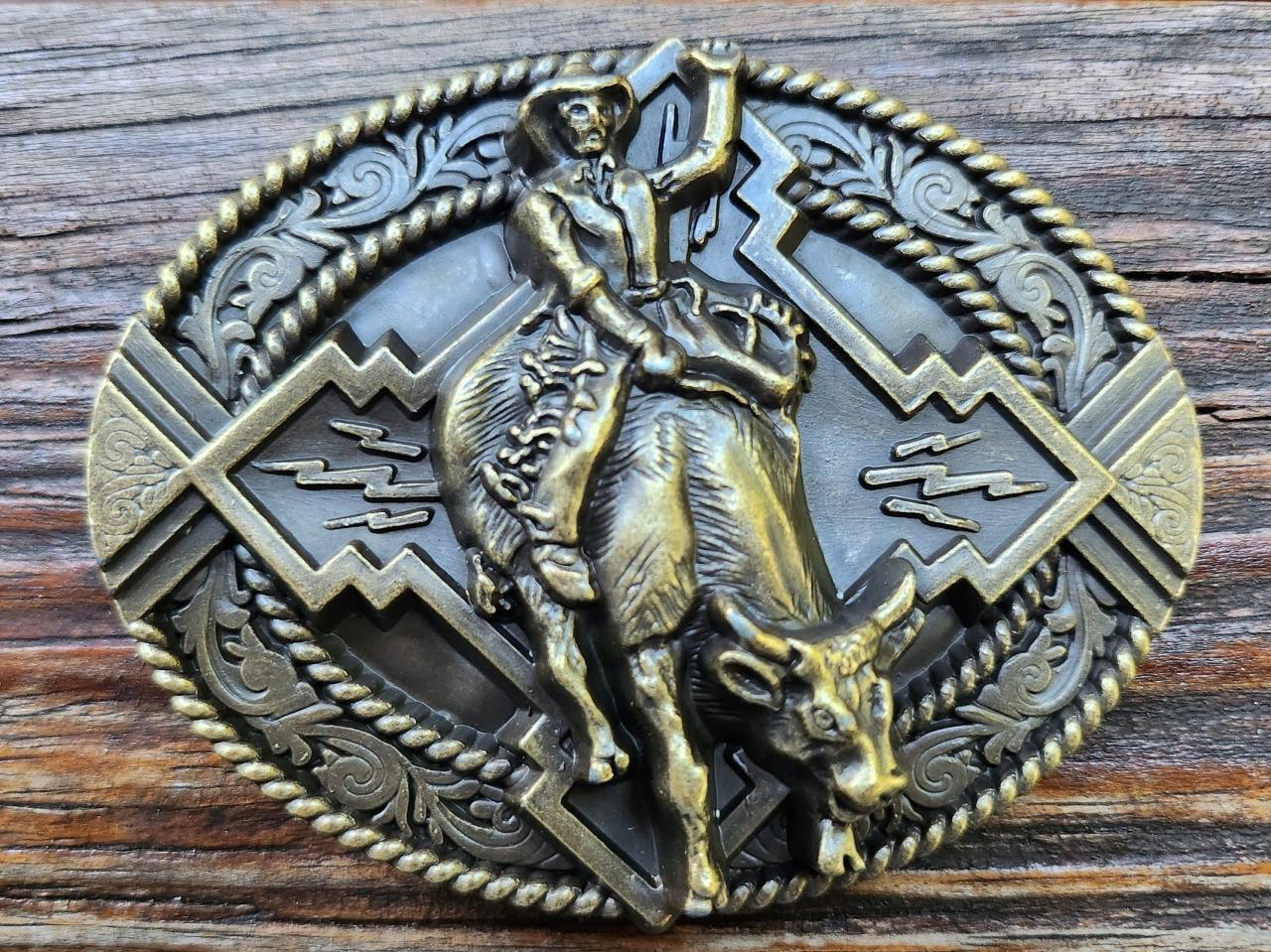 NEW RODEO USA BULL BRONZE COWBOY WESTERN BELT BUCKLE | eBay
