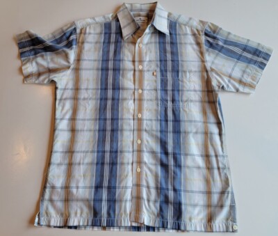 Tom Tailor pure cotton Casual Button-Up Shirt blue- Men's Short Sleeve medium