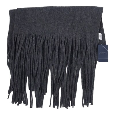 Lucky Brand Scarf Solid Brushed Gray Felt Fringed Unsized RN