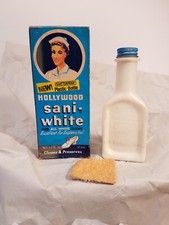 Vintage Hollywood Shoe Polish Sani White For White Shoes 1/4 full Plastic Bottle