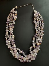 TALBOTS TWISTED BEAD  NECKLACE - Amethyst, white/pink quartz, pearl  18-21