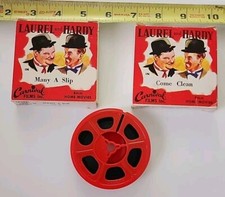 2 Vintage Laurel Hardy 8MM Films -Come Clean Many A Slip- Carnival Films Inc