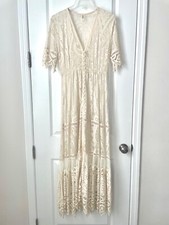 Spell & the Gypsy Collective Rhiannon Maxi Dress Size Medium Color Cream