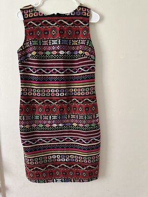 Northstyle Mexican Inspired Embroidered Midi Length Dress Red Multicolour  size 8 | eBay