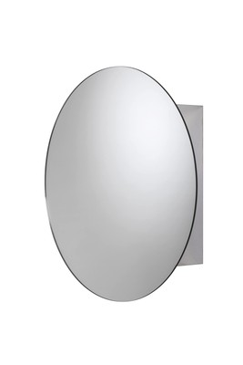 Croydex Severn Round Stainless Steel Medicine Cabinet with Mirrored Door, Fixed