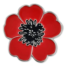 PinMart's Red and Black Poppy Flower Remembrance Memorial Day Enamel Lapel Pin