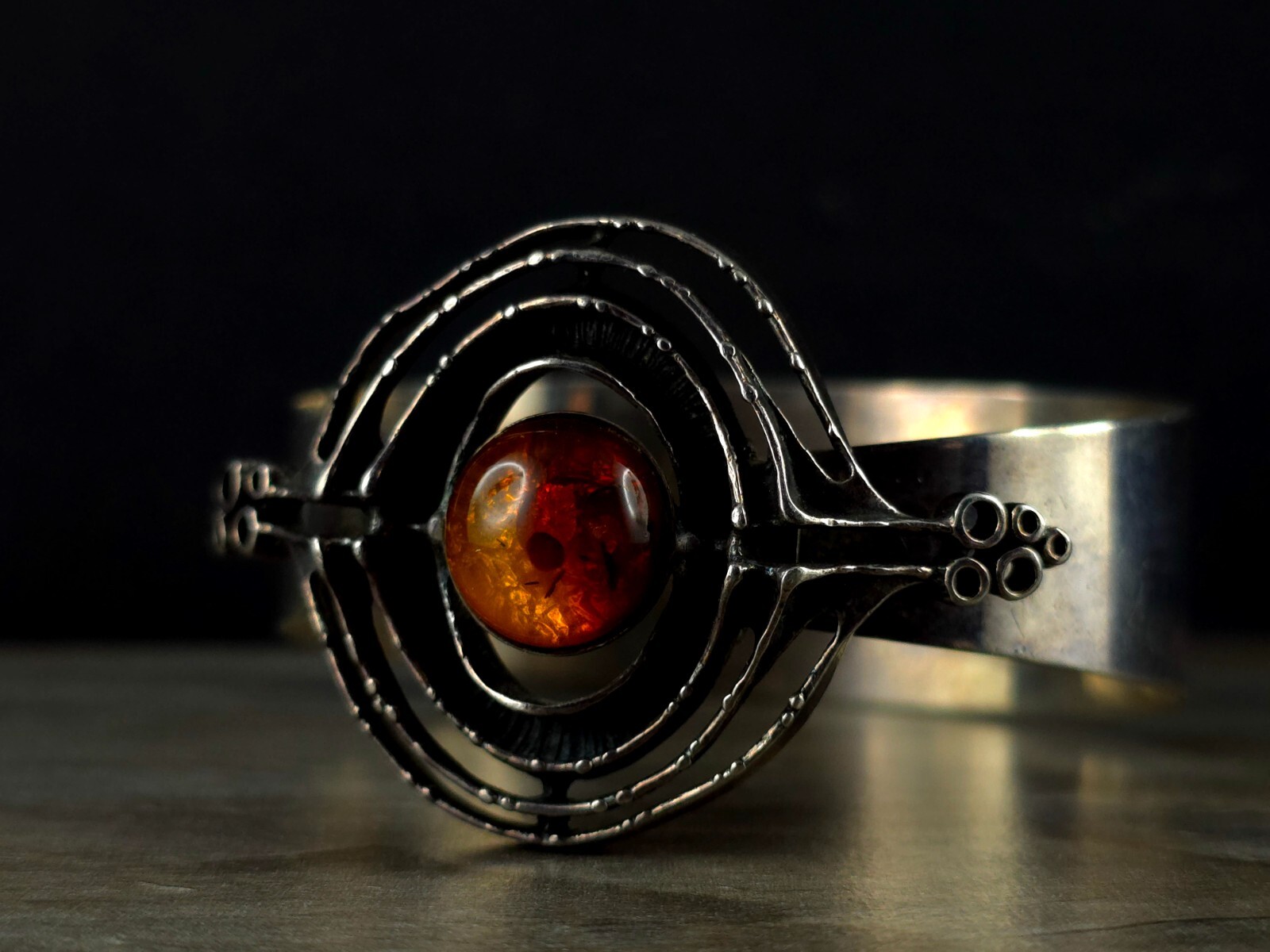Bangle Silver 925 Amber Cognac TeKa Designer - Extravagant & Fancy-image