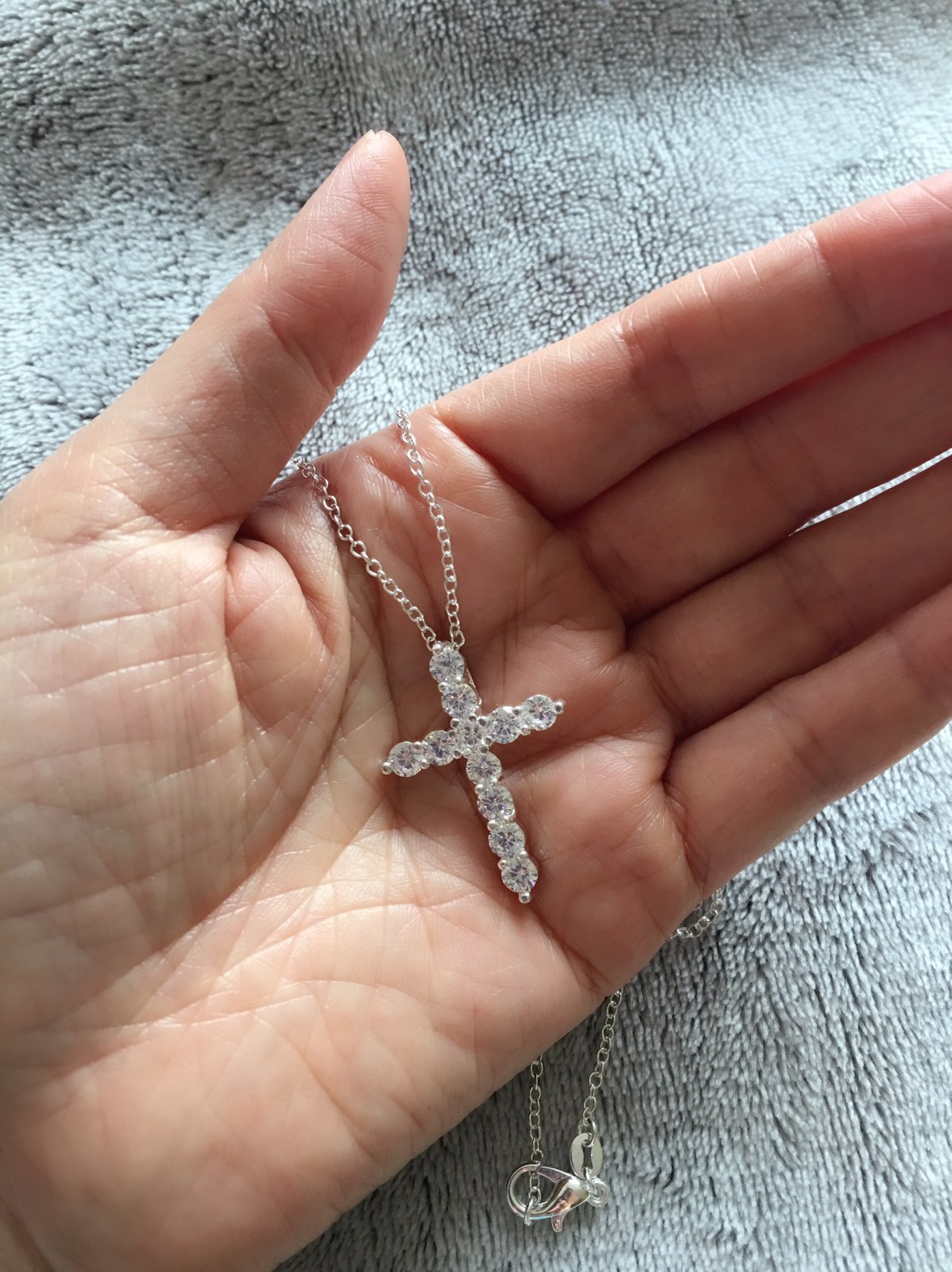 Women 925 Sterling Silver CZ Cubic Crystal Cross Pendant Necklace N3 | eBay