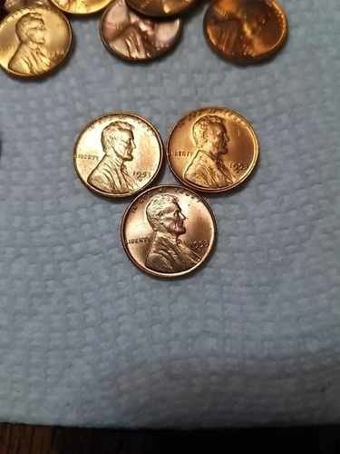 3 Brilliant Uncirculated 1953 D Lincoln Wheat Cent #028