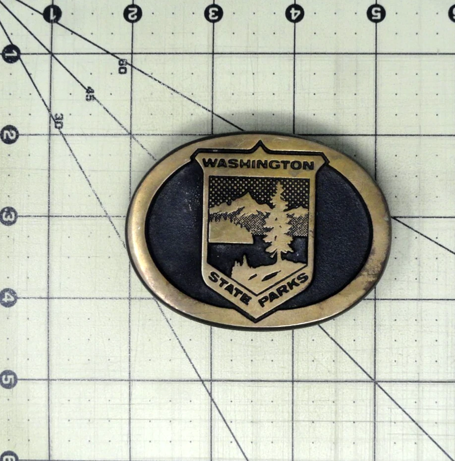 Fivela de cinto uniforme parques estaduais de Washington bronze vintage metais arco-íris .GMP182 - Imagem 3 de 4