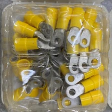 BM 00319, Insulated Ring Lug,4-6mm2/12-10 AWG,M4/#8 Stud, Yellow, 50 Pc's PKT