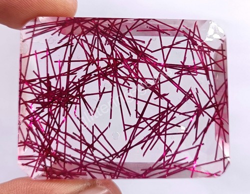 246.40 Ct Emerald Pink Rutilated Quartz Certified Transparent Loose Gems M25 - Picture 1 of 7