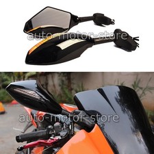 For Kawasaki Ninja ZX6R ZX10R Rearview Side Mirrors With Turn Signal Light Black
