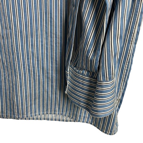 Ermenegildo Zegna Italy Size XL Button Down Long Sleeve Blue White Striped Shirt - Picture 4 of 8