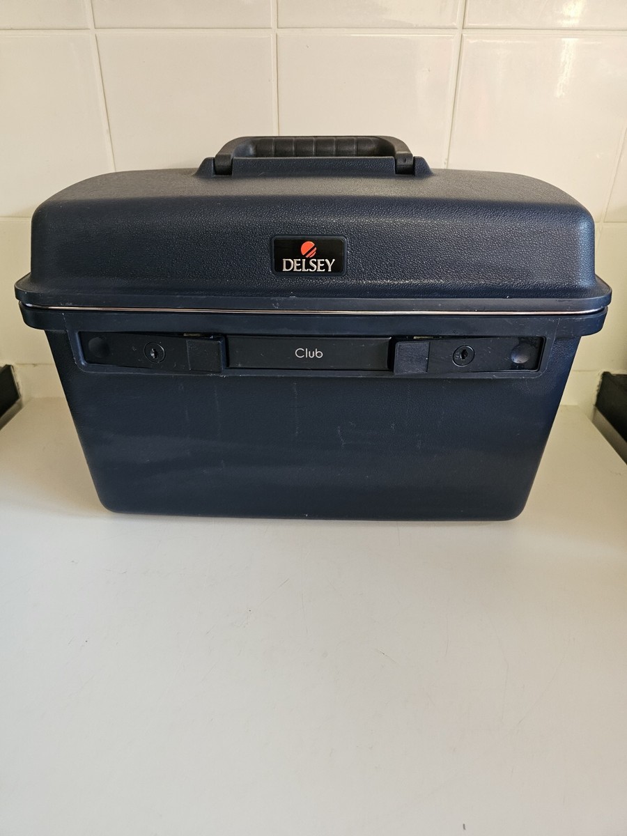 Vintage Delsey Hard Shell Vanity Case Blue With Compartments