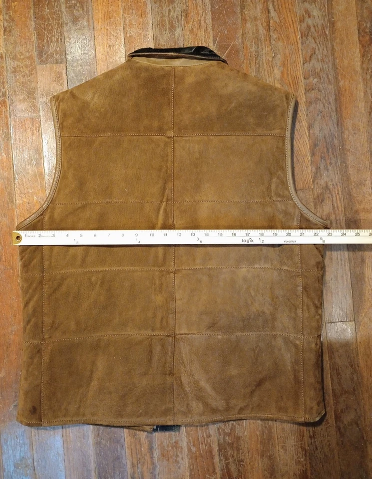 Chaqueta RoundTree Yorke Para Hombres Grande Cuero Gamuza Chaleco Marrón Forrado Pana Cuello Foto 3 de 4