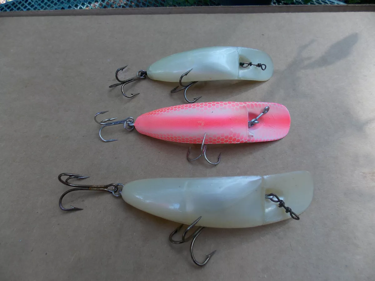 3) Worden's M-2 Flatfish Lures (1-GLOW) SALMON-TROUT-PIKE Approx 4.25 7/23