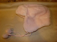 Pink Plush Faux Fur Girls Trapper Hat with Pom Poms - Size M 57cm