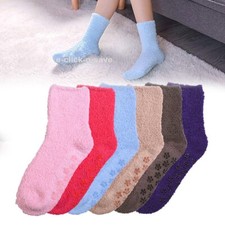 6 Pairs Super Soft Winter Non Skid Cozy Fuzzy Solid Slipper Plush Socks 9-11 Lot