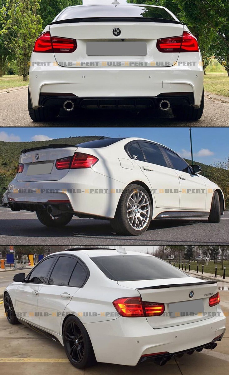 Carbon Fiber MP Style Dual Exhaust Tips & Rear Bumper Diffuser For 2012-2018 BMW F30