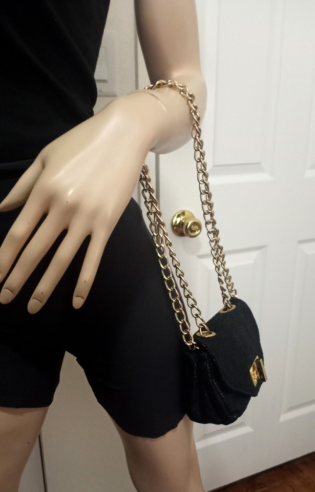 PIETRO ALLESANDRO NEW YORK BLACK CROSSBODY/SHOULDER BAG W/ GOLD CHAIN