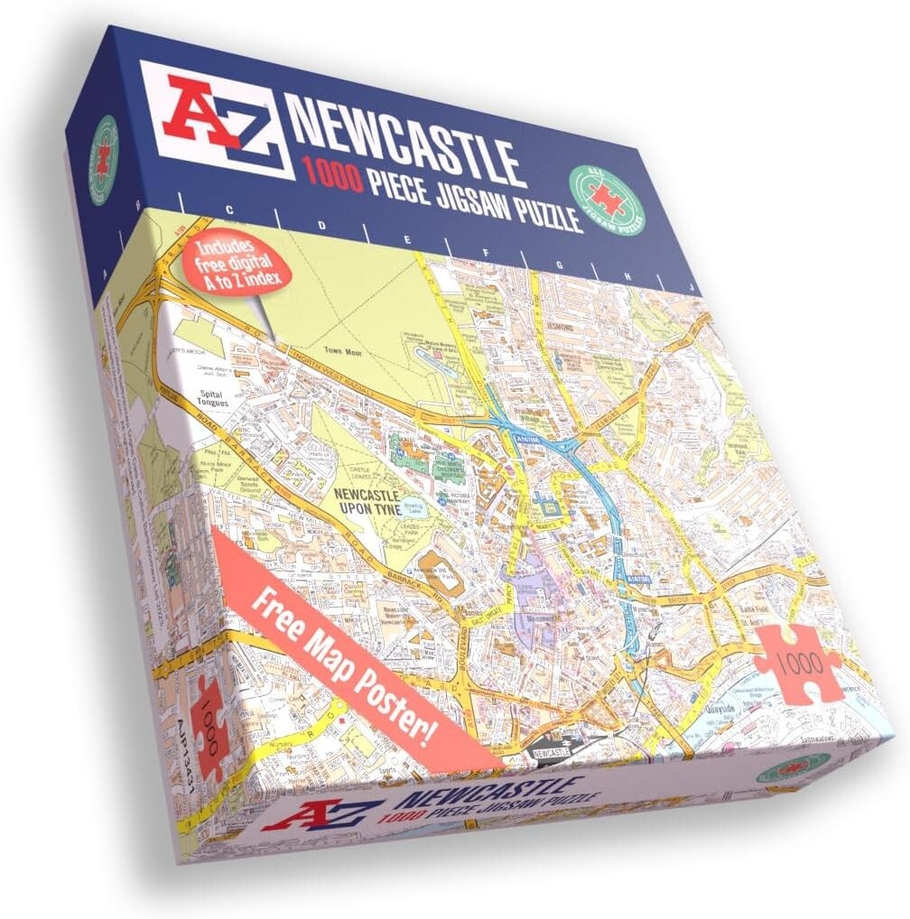 Great Britain A-Z Map of Newcastle 1000 Piece Jigsaw Puzzle Exclusive Street Map