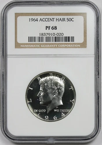 1964 50C NGC PF 68 (Accent Hair) Kennedy Half Dollar 