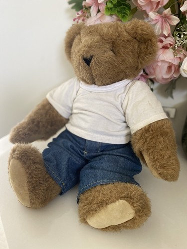 Vintage Vermont Teddy Bear Company Plush Brown Jointed Poseable 16” Jean TShirt - Picture 20 of 24
