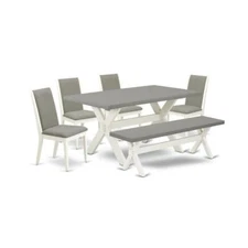 East West Furniture X096LA206-6 6-Piece Fashionable Modern Dining Table Set...