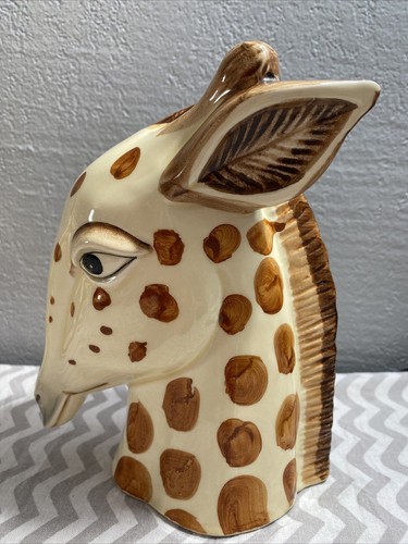 VTG Fitz & Floyd GIRAFFE Heads Sculpture Ceramic Hand Painted Bookends 6 1/2" - Picture 8 of 12