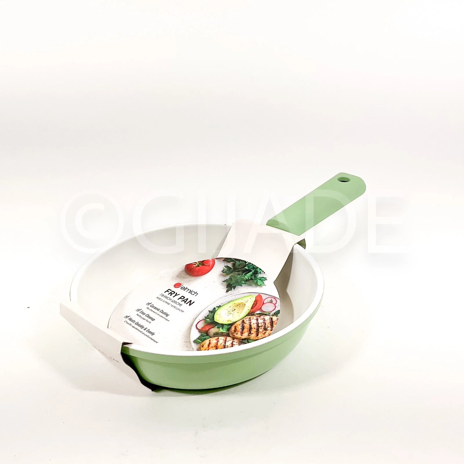 Oelmic Ceramic Coating Non-stick 7.8" Frying Pan Cookware Green New