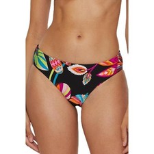 Trina Turk Reversible Luminary Hipster Bikini Bottom, Black/Floral, Size 10