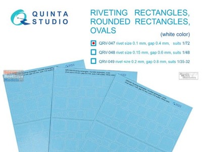QTSQRV047 Quinta Studio 3D Decal - 1:72 Riveting Rectangles, Rounded Rectangles
