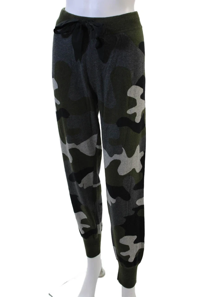 Lisa Todd Women Jogger Sweatpants Black Camo Cotton Cashmere Drawstring Size L - Image 2 of 4